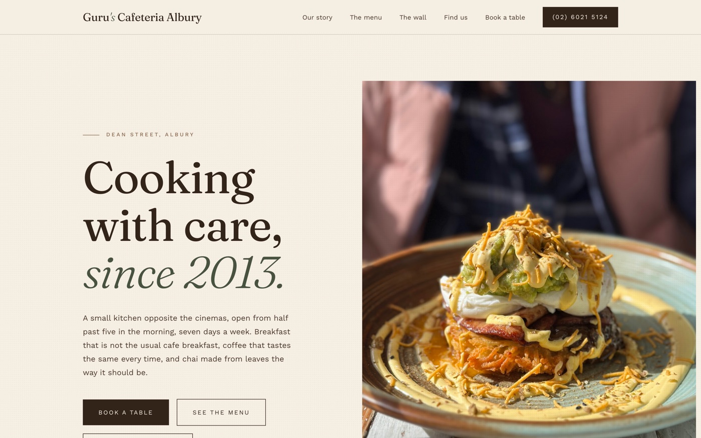The live Guru's Cafeteria website, built by Northlight